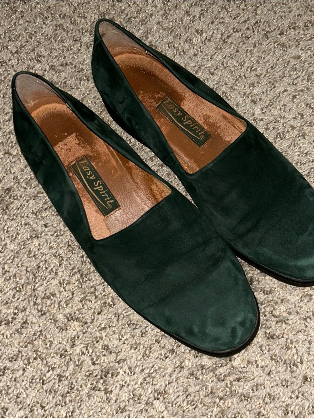 Easy Spirit Women's Forest Green Suede Slip-On Flats